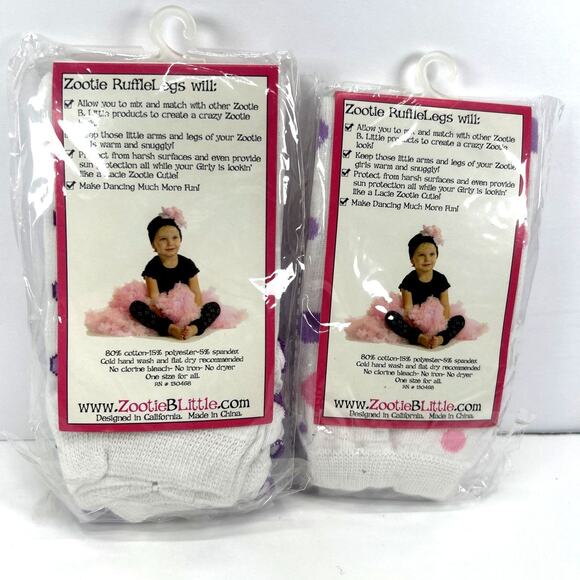 2 Zootie B. Little Ruffle Leg Warmers Baby & Toddler NEW One Size Purple Polka - Picture 4 of 5